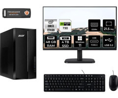 Acer Aspire TC1760 DTBHUEM004MNT2395 Harici GeForce GT 730 4 GB Intel Core i3 12100 48 GB Ram 4 TB SSD Tower Windows 11 Home 21.5 inç Monitörlü Masaüstü Bilgisayar + PER4 BELLEK