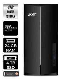 Acer Aspire DT.BHUEM.005 Harici Radeon RX 550 Intel Core i5 12400 24 GB Ram 4 TB SSD Tower FreeDos Masaüstü Bilgisayar + PER4 BELLEK