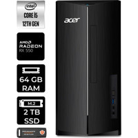 Acer Aspire TC1760 DTBHUEM005P449 Harici Radeon RX 550 Intel Core i5 12400 64 GB Ram 2 TB SSD Tower Windows 11 Pro Masaüstü Bilgisayar + PER4 BELLEK