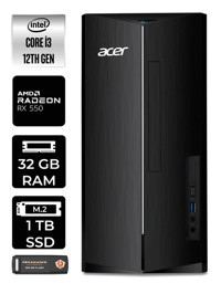 Acer Aspire DT.BHUEM.004 Harici Radeon RX 550 Intel Core i3 12100 32 GB Ram 1 TB SSD Tower Windows 11 Home Masaüstü Bilgisayar + PER4 BELLEK