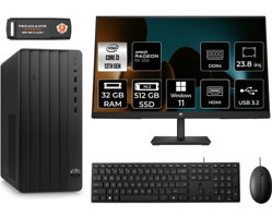 HP Pro Tower 290 G9 8T2X0ESMNT1377 Harici Radeon RX 550 Intel Core i3 13100 32 GB Ram 512 GB SSD Tower Windows 11 Home 23.8 inç Monitörlü Masaüstü Bilgisayar + PER4 BELLEK