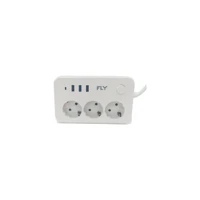 Fly 3406-01 3'lü Soket 2 metre 3'lü USB Kablosuz Tekli 2500 J Akım Korumalı Priz