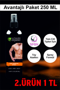 Le Sandre Organic Tüm Ciltler İçin Tüm Vücut Genital Bölge Erkek Tüy Dökücü Sprey 250 ml