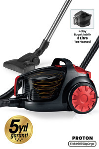 Goldmaster GM-7584S 700 W Hepa Filtreli 3 lt Kapasiteli Toz Torbasız Süpürge Kırmızı Siyah