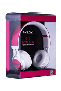 Syrox J-50 K11 3.5 mm Kablolu Kulak Üstü Kulaklık Pembe