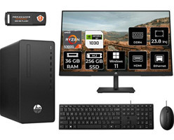 HP 295 G9 6D391EAMNT2381 Harici GeForce GT 730 4 GB AMD Ryzen 3 5300G 36 GB Ram 256 GB SSD Tower Windows 11 Home 23.8 inç Monitörlü Masaüstü Bilgisayar + PER4 BELLEK