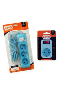 Ufo Electric 4'lü Soket 1.5 metre Kablolu Tekli 450 J Akım Korumalı Priz