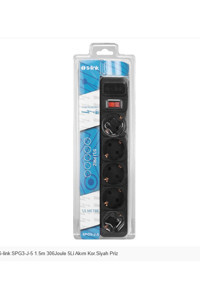 S-Link Spg3-J-5 5'li Soket 1.5 metre Kablolu Tekli 306 J Akım Korumalı Priz