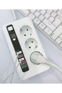 Paleon Bkl-04 3'lü Soket 1.5 metre 5'li USB Kablolu Çiftli Akım Korumalı Priz