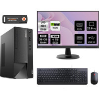 Lenovo Thinkcentre Neo 50T 11SC001ATXMNT3335 Harici GeForce RTX 3060 Ti Intel Core i3 12100 36 GB Ram 4 TB SSD Tower FreeDos 23.8 inç Monitörlü Masaüstü Bilgisayar + PER4 BELLEK