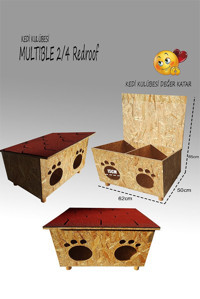 Kedigram Multible Redroof 2/4 Shingle Çatı Kaplama Dikdörtgen Su Geçirmez Dış Mekan Kedi Evi Ahşap Rengi