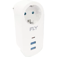 Fly 3400-01 Tekli Soket 3'lü USB Kablosuz Tekli 2500 J Akım Korumalı Priz