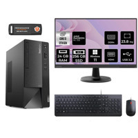 Lenovo Thinkcentre Neo 50T 11SC001ATX Harici Radeon RX 550 Intel Core i3 12100 24 GB Ram 256 GB SSD Tower Windows 11 Home 23.8 inç Monitörlü Masaüstü Bilgisayar