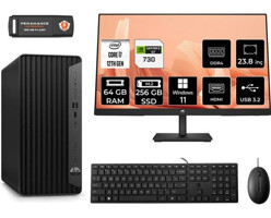 HP Pro Tower 400 G9 6U3M9EAMNT2446 Harici GeForce GT 730 4 GB Intel Core i7 12700 64 GB Ram 256 GB SSD Tower Windows 11 Pro 23.8 inç Monitörlü Masaüstü Bilgisayar + PER4 BELLEK