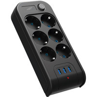 Mf Product Jettpower 0666 6'lı Soket 2 metre 3'lü USB Kablolu Çiftli 4000 J Akım Korumalı Priz
