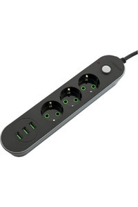 Mf Product Jettpower 0366 3'lü Soket 1.5 metre 3'lü USB Kablolu Çiftli Akım Korumalı Priz