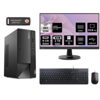 Lenovo Thinkcentre Neo 50T 11SC001ATX Harici Radeon RX 550 Intel Core i3 12100 8 GB Ram 2 TB SSD Tower Windows 11 Home 23.8 inç Monitörlü Masaüstü Bilgisayar