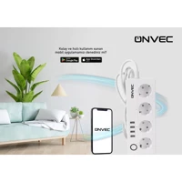 Onvec Onv-Gp072318M 4'lü Soket 1.8 metre 4'lü USB Kablolu Çiftli Akım Korumalı Priz