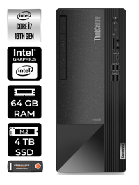 Lenovo Thinkcentre Neo 50T 12JD0008TR Harici GeForce RTX 3060 Ti Intel Core i7 13700 64 GB Ram 4 TB SSD Tower FreeDos Masaüstü Bilgisayar + PER4 BELLEK