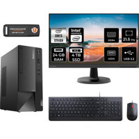 Lenovo Thinkcentre Neo 50T 11SE00BJTXMNT325 Harici GeForce RTX 3060 Ti Intel Core i5 12400 24 GB Ram 4 TB SSD Tower FreeDos 21.5 inç Monitörlü Masaüstü Bilgisayar + PER4 BELLEK