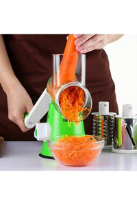 Pazariz Vegetable Slicer Kollu Çelik 4 Parça Yeşil Rende Seti