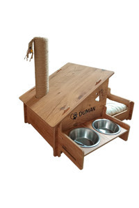 Realwood 4 In 1 Dikdörtgen İç Mekan Kedi Evi Ahşap Rengi