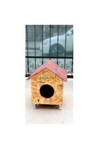 Berilya Ahşap Dikdörtgen Su Geçirmez Dış Mekan Kedi Evi Ahşap Rengi