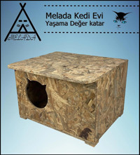 Melada 50x35x30 cm Dikdörtgen Su Geçirmez Dış Mekan Kedi Evi Ahşap Rengi