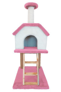 Patiderm Kare İç Mekan Kedi Evi Beyaz-Pembe
