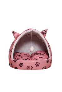 Beyzatex Kulaklı Yuvarlak İç Mekan Kedi Evi Pembe