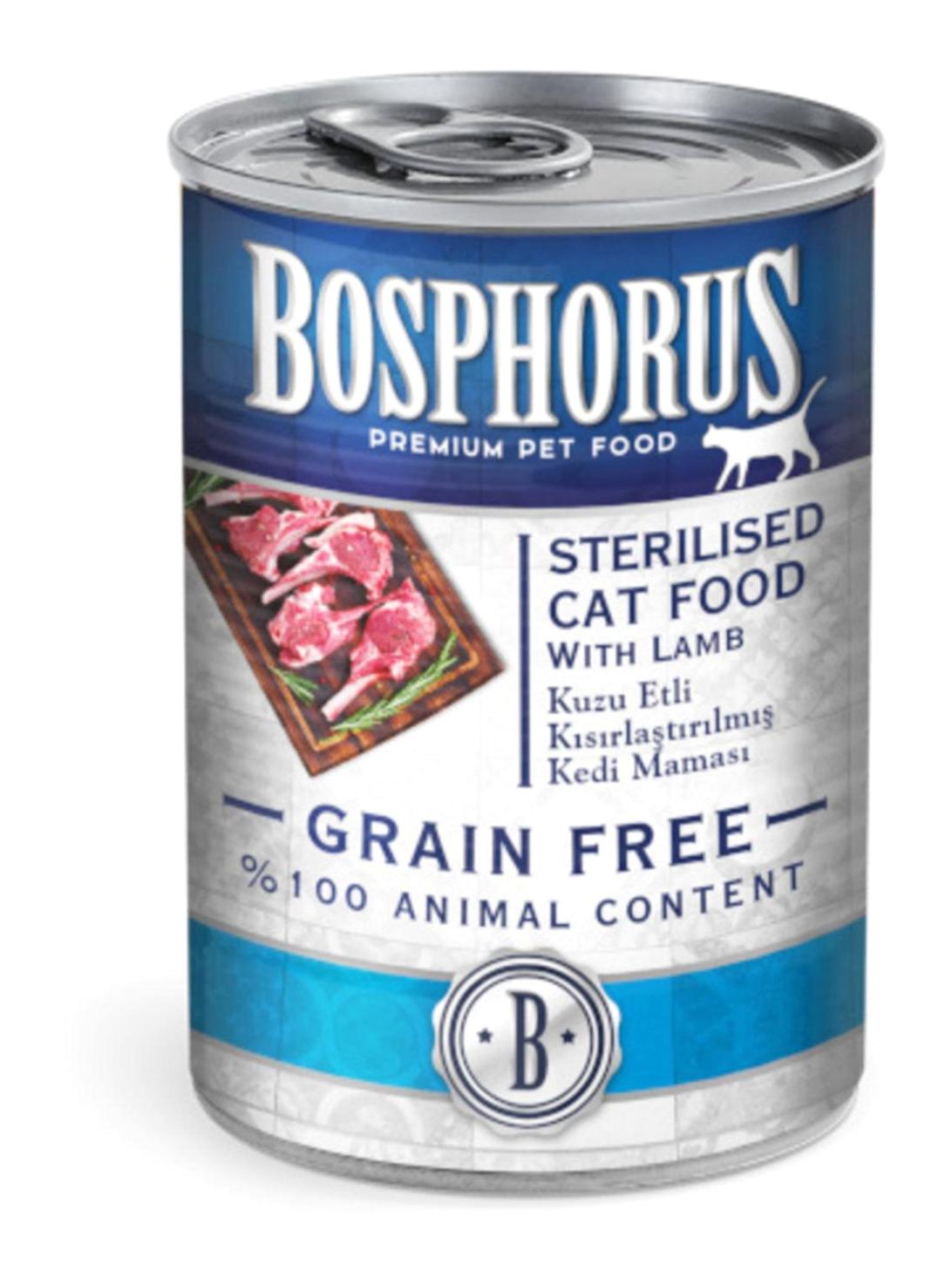 Bosphorus Grain Free Kısırlaştırılmış Kuzu Eti Parça Etli-Soslu Yaş Kedi Maması 6x415 gr