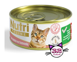 Nutri Feline Ton Balığı-Somonlu Kıyılmış Yaş Kedi Maması 32x85 gr