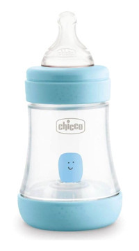 Chicco P5 Polipropilen 2+ Ay Desenli Mavi Damaklı Biberon Seti 150 ml