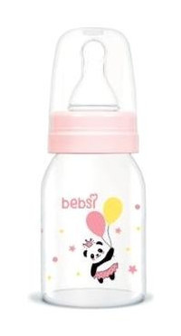 Bebsi Klasik Cam Yenidoğan Yavaş Akışlı 0+ Ay Desenli Pembe Damaklı Biberon Seti 125 ml