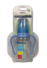 Bambino B065 Polipropilen Yavaş Akışlı 0-6 Ay Desenli Mavi Damaklı Biberon Seti 150 ml