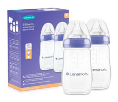 Lansinoh Natural Wave Plastik Antikolik Yavaş Akışlı 0-6 Ay Mavi Damaklı Biberon Seti 2x240 ml