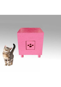 Lüx Kare İç Mekan Kedi Evi Pembe