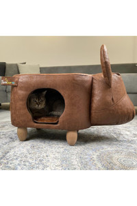 Zooturak Boğa Bulli Dikdörtgen Su Geçirmez İç Mekan Kedi Evi Kiremit Rengi