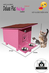 Deluxe Pink Pearl Redroof Dikdörtgen Su Geçirmez Dış Mekan Kedi Evi Pembe