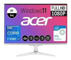 Acer Aspire C27-1655 DQ.BHLEM.001 Dahili Iris Xe Graphics Intel Core i7 1165G7 64 GB Ram 1 TB SSD 27 inç Full HD Windows 11 Pro All In One Bilgisayar