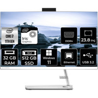 Lenovo IdeaCentre 3 24ITL6 F0G001BGTXP377 Dahili Iris Xe Graphics Intel Core i7 1165G7 32 GB Ram 512 GB SSD 23.8 inç Full HD Windows 11 Home All In One Bilgisayar