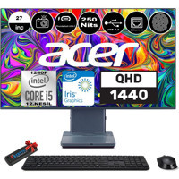 Acer Aspire S27-1755 WPDQBKDEM005 Dahili Iris Xe Graphics Intel Core i5 1240P 32 GB Ram 1 TB SSD 27 inç WQHD Windows 11 Pro All In One Bilgisayar + Zetta Flash Bellek