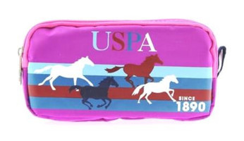 U.S. Polo Assn. PLKLK20217 Pembe Baskılı Bez Bölmeli Çift Gözlü Dikdörtgen Cüzdan Kalem Kutusu