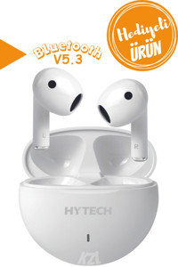 Hytech Android & iOS Uyumlu Su Geçirmez Tek Mikrofonlu 5.3 Silikonsuz Gürültü Önleyicili Kablosuz Kulak İçi Bluetooth Kulaklık Beyaz