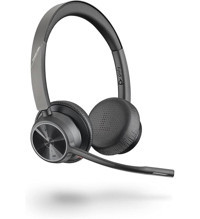 Poly Voyager 4320 UC Android & iOS Uyumlu Çift Mikrofonlu 5.2 Silikonlu Gürültü Önleyicili Kablolu-Kablosuz Kulak Üstü Bluetooth Kulaklık Siyah