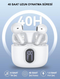 Robx S-30 Android & iOS Uyumlu Su Geçirmez 4 Mikrofonlu 5.3 Silikonsuz Gürültü Önleyicili Kablosuz Kulak İçi Bluetooth Kulaklık Beyaz