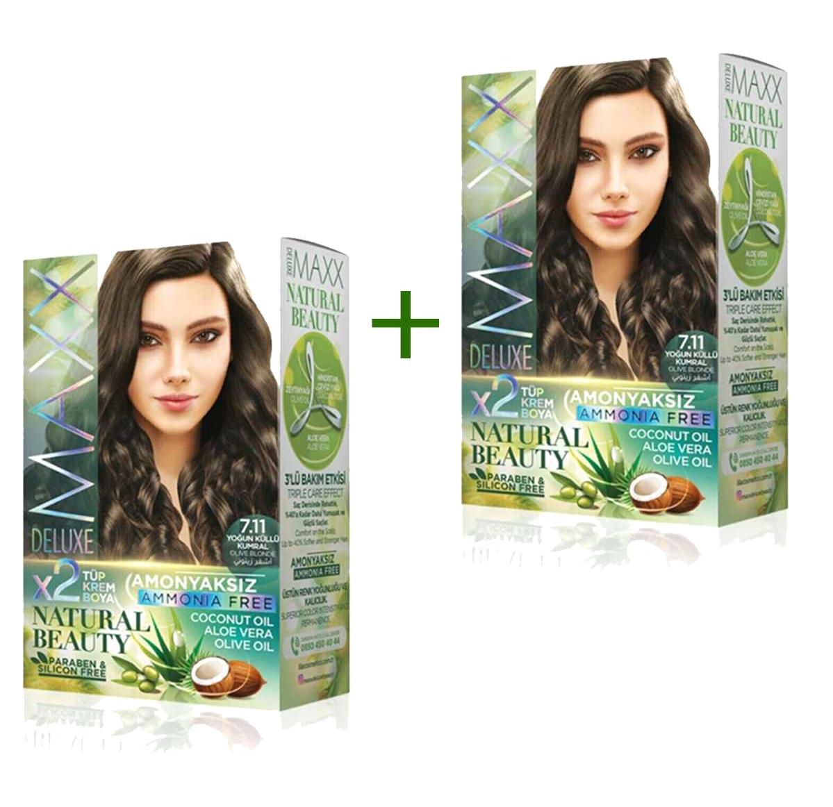 Maxx Natural Beauty 7.11 Küllü Kumral Amonyaksız Krem Saç Boyası 2x50 ml