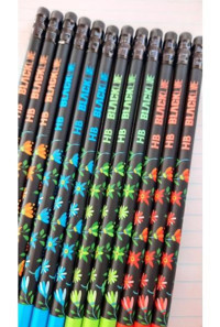 Black Line Flowers 12'li Silgili Yuvarlak Siyah HB Kurşun Kalem Seti