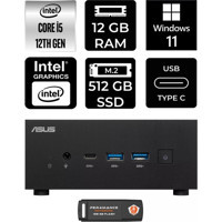 Asus ExpertCenter PN64-P357 Dahili Intel Iris Xe Graphics Intel Core i5 12500H 12 GB 512 GB Windows 11 Home Mini Pc + Per4 USB Flash Bellek