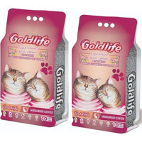 Goldlife Çiçek Kokulu Topaklanan İnce Taneli Aktif Karbonlu Bentonit Kedi Kumu 2x10 lt
